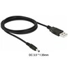 EZ-DCU23B, USB Type A Male to DC 3.5mm x1.35mm male Adapter Cable, 70CM -0 Black